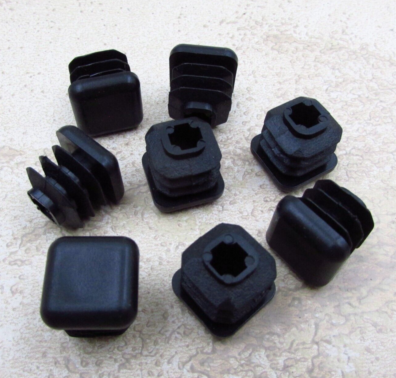 QTY 8 Black 5/8″ Inch, 16-20 Gauge Square Tube End Cap Plastic Insert Plugs