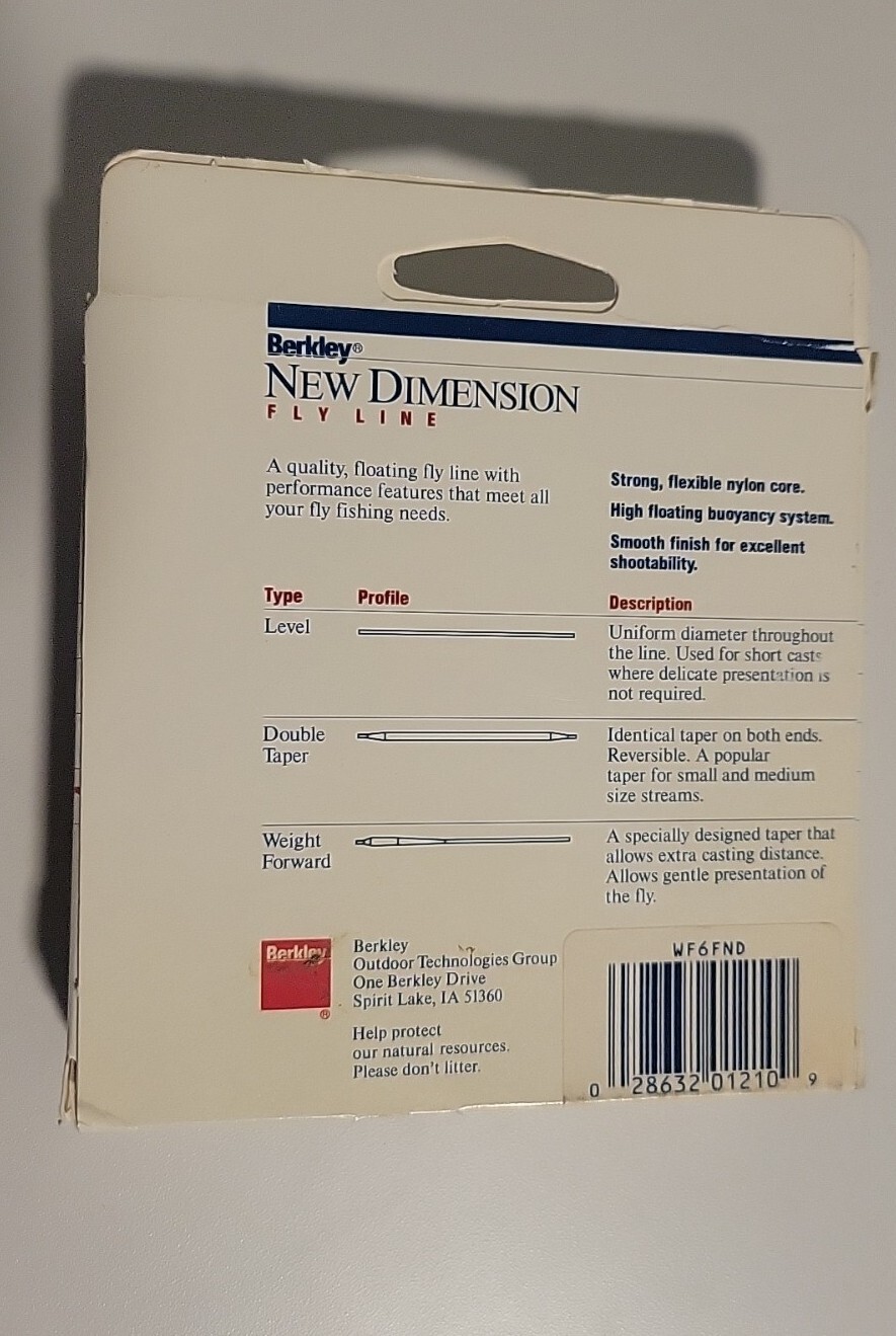 Berkley New Dimension Fly Line WF-6-F Ivory 82 Feet NOS