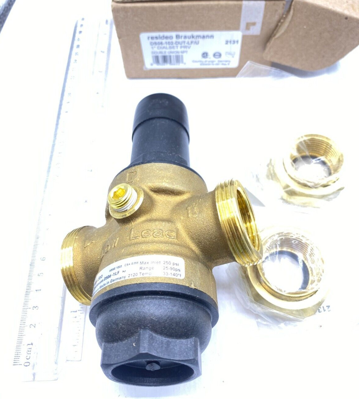 Resideo Braukmann 1″ Dialset PRV Double Union NPT DS06-102-DUT-LF/U NIB