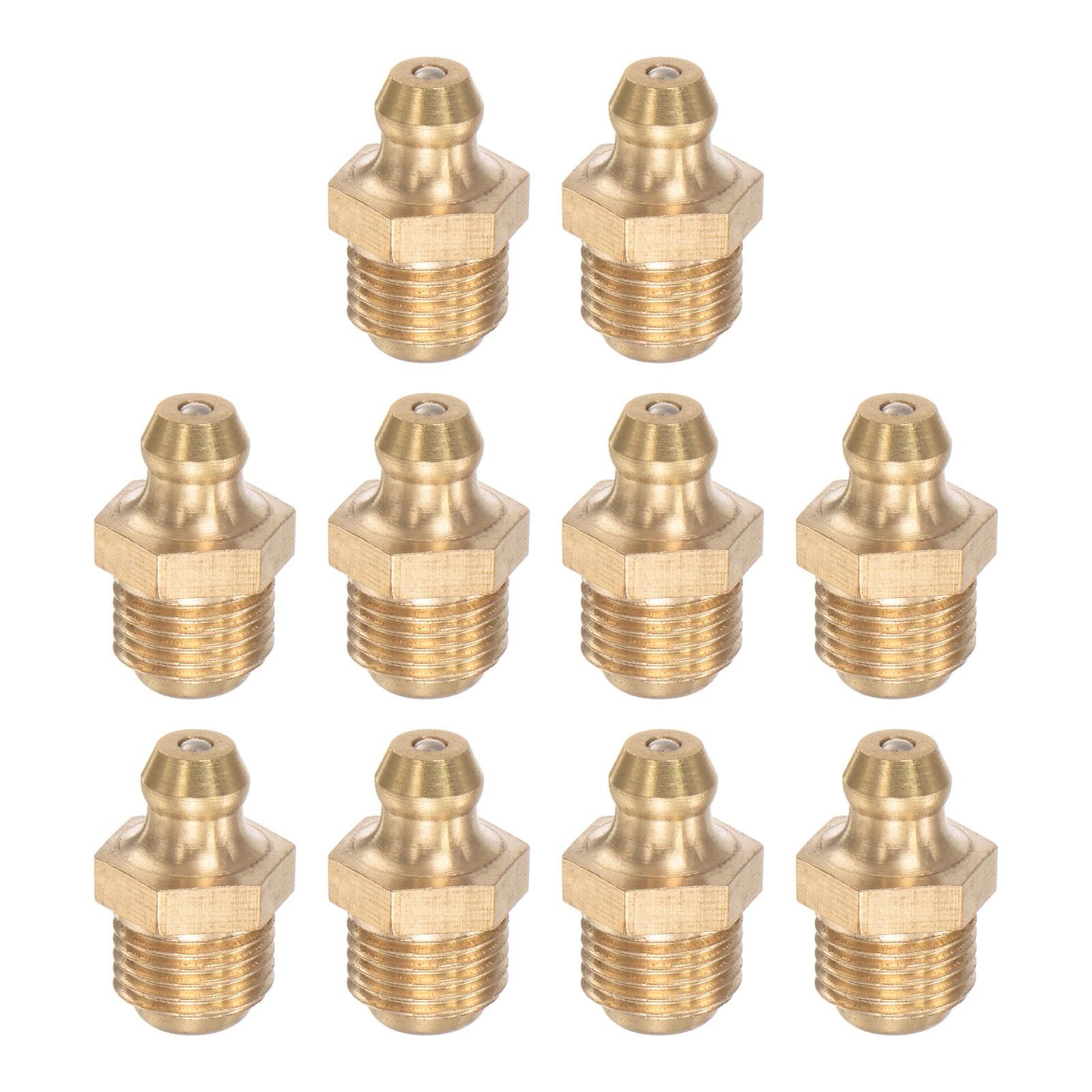 Brass Hydraulic Grease Fitting Assortment M10 x 1mm Thread, 10Pcs