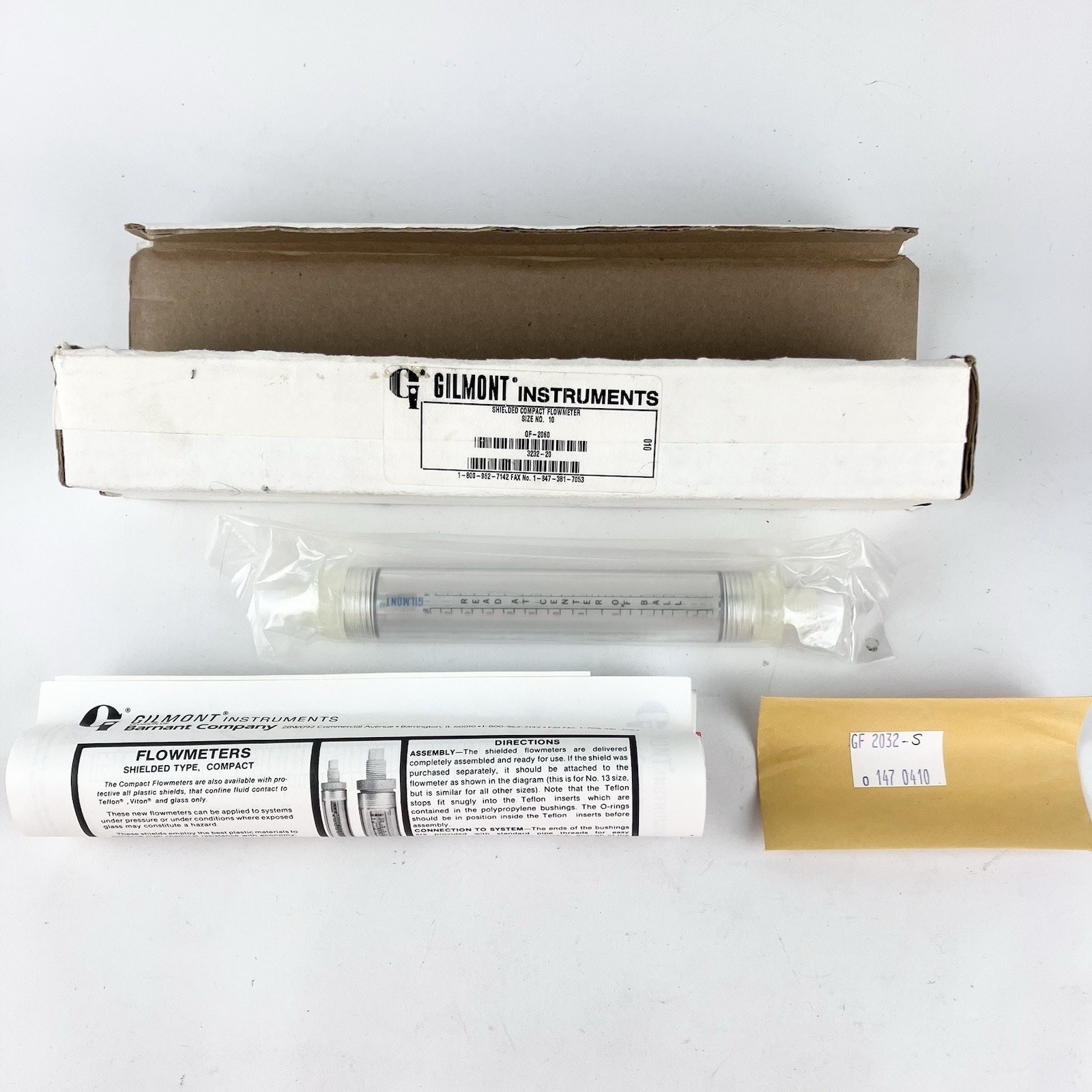 Gilmont GF-2060 Shielded Compact Flowmeter Sz 10 Air 0.2-90ml/min H2O .002-1.1