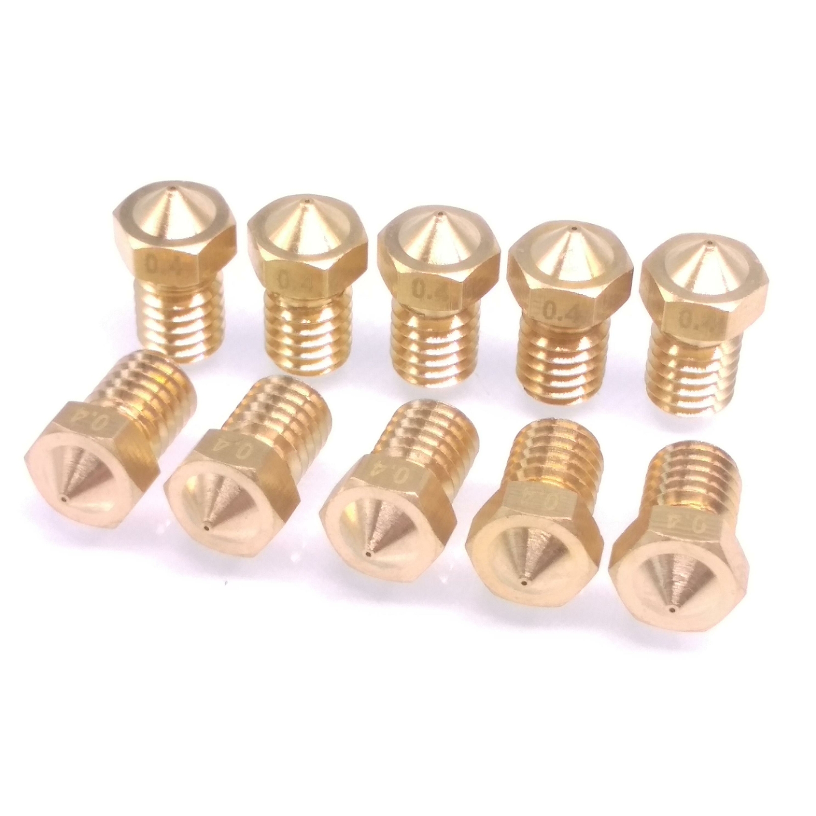 10pcs 3D Printer Extruder Brass Nozzle 0.4mm M6 Thread 1.75mm For E3D