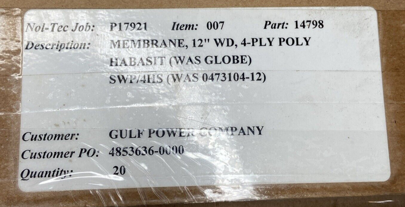 Habasit Belting Inc. SWP/4HS 12″x20′ 24-0056-0 4-Ply Poly 14798