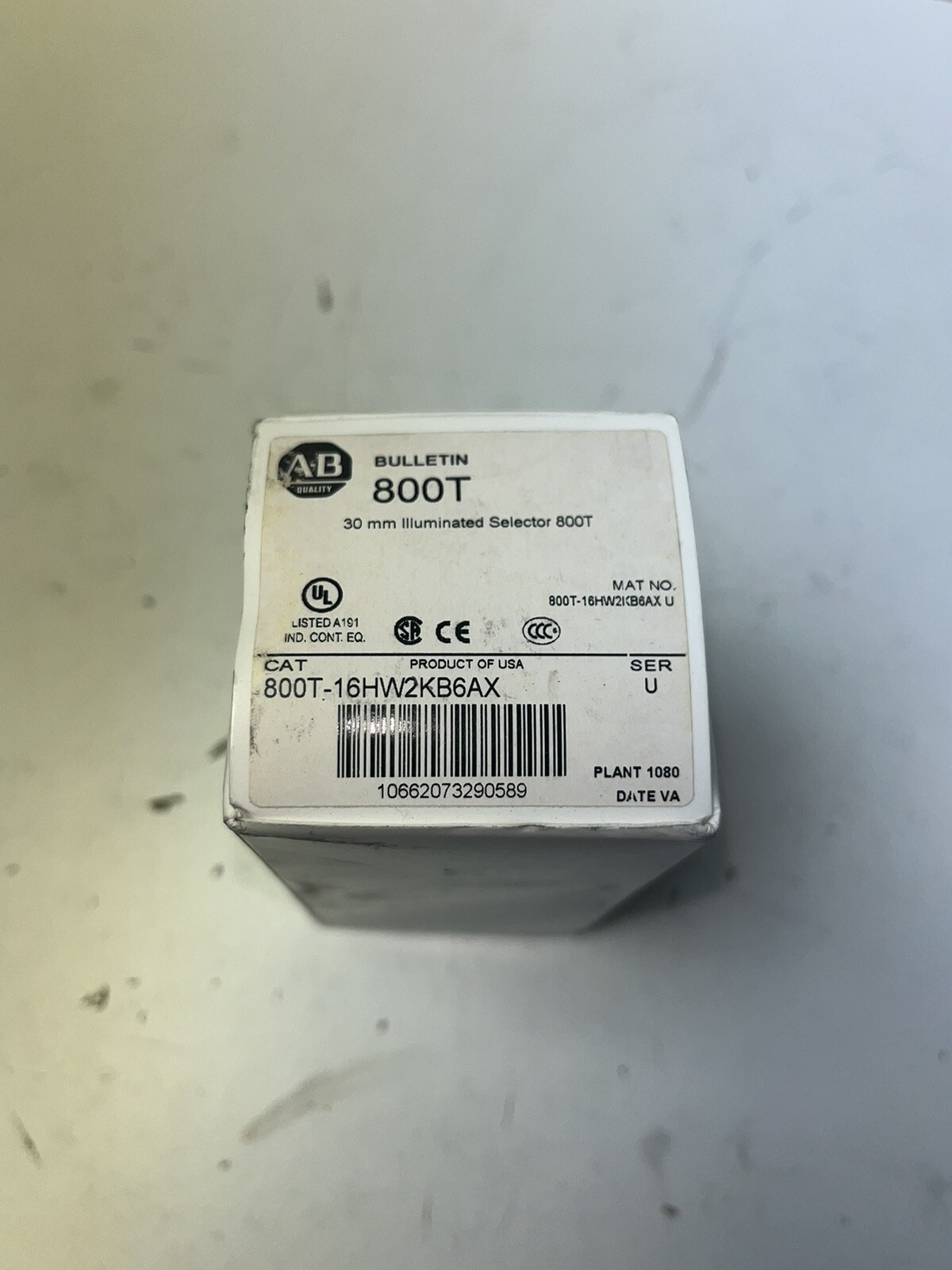 New ALLEN-BRADLEY 800T-16HW2KB6AX 30mm ILLUMINATED SELECTOR SWITC New In Box