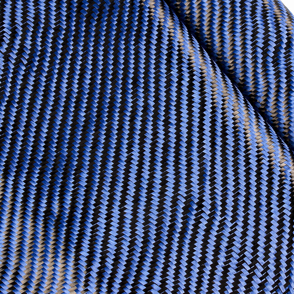 12″ x 5FT Twill Weave Carbon Fiber Fabric Cloth Black Blue(3K, 9.1oz, 59″ x 12″)