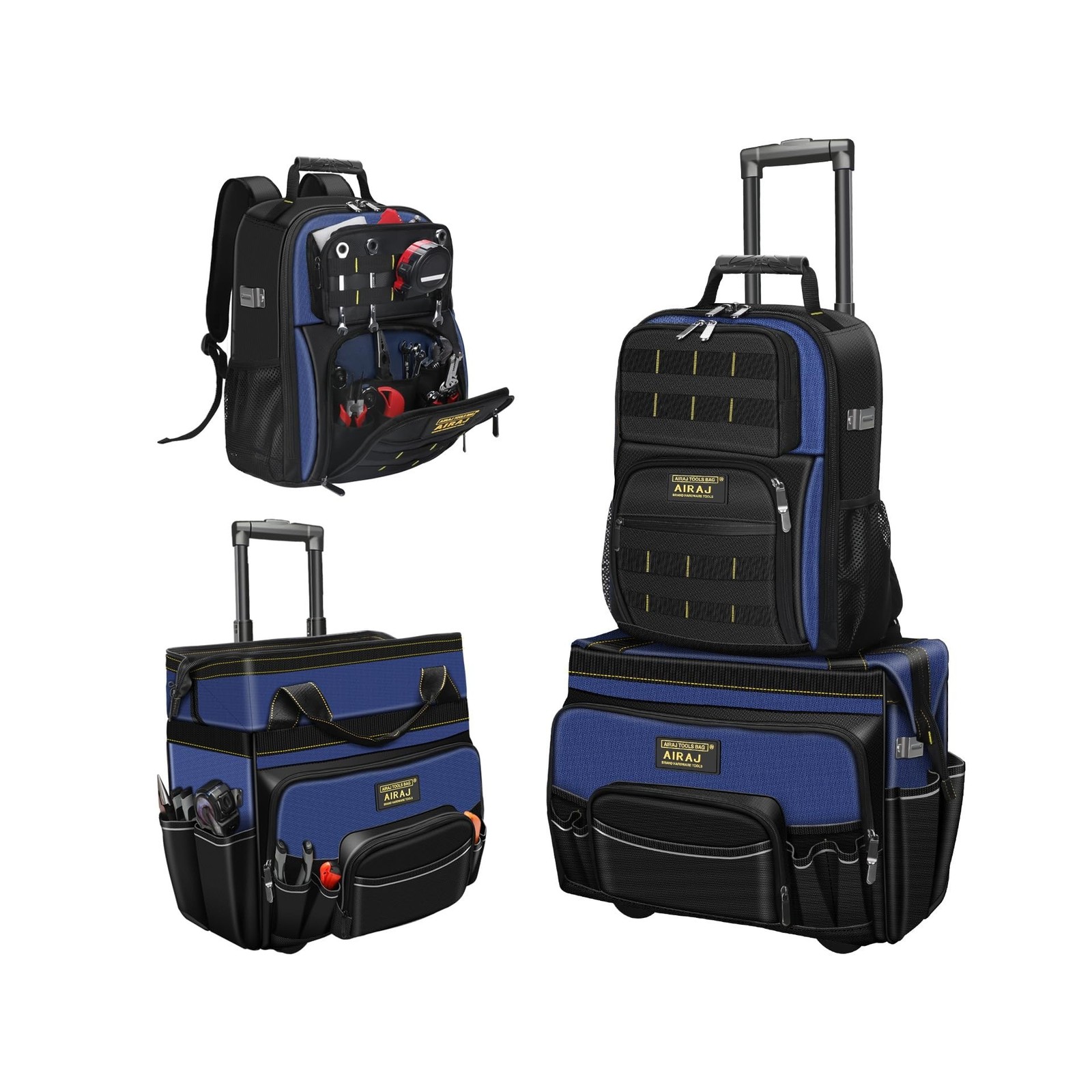 Rolling Tool Bag,21″ Tool Bag with Wheels & 18″ Tool Backpack,Waterproof Port…