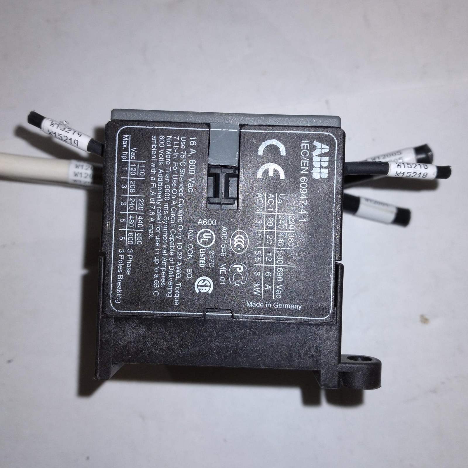 ABB IEC/EN 60947-4-1 16A 600VAC
