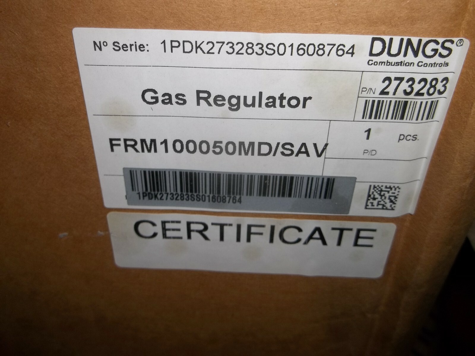 NIB DUNGS FRM100050/SAVMD 273283 GAS REGULATOR 10 BAR 1000 KPA (RHPR)