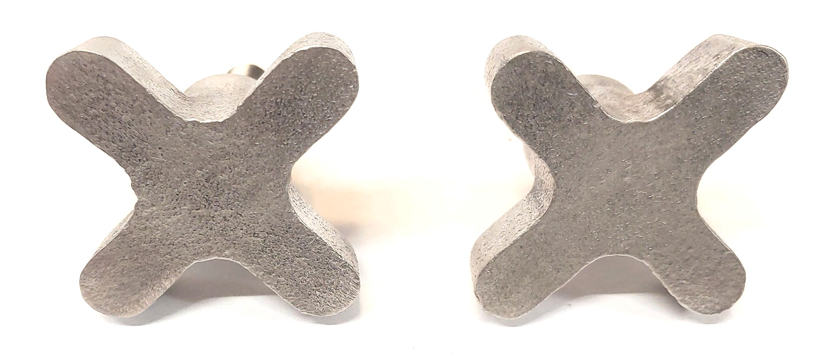 Lot of (2) Four-Arm Aluminum 2″ Star Hand Knobs 3/8-16 x 1″ Threaded Shank USA