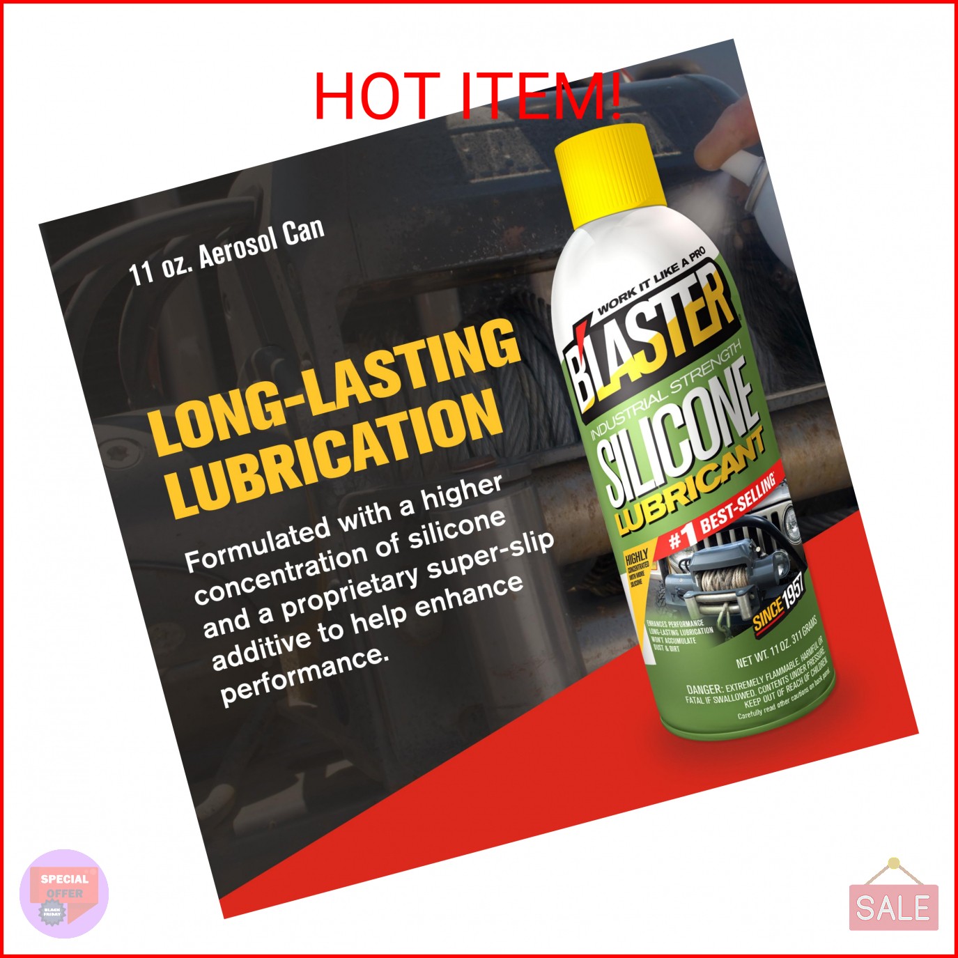 B’Laster Silicone Lubricant Spray, 11 oz Aerosol Cans (12-Pack) – Silicone Spray