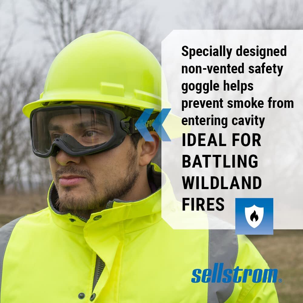 Sellstrom S80225 Safety Fire Goggles Sealed Airtight Anti-Fog Clear Lens