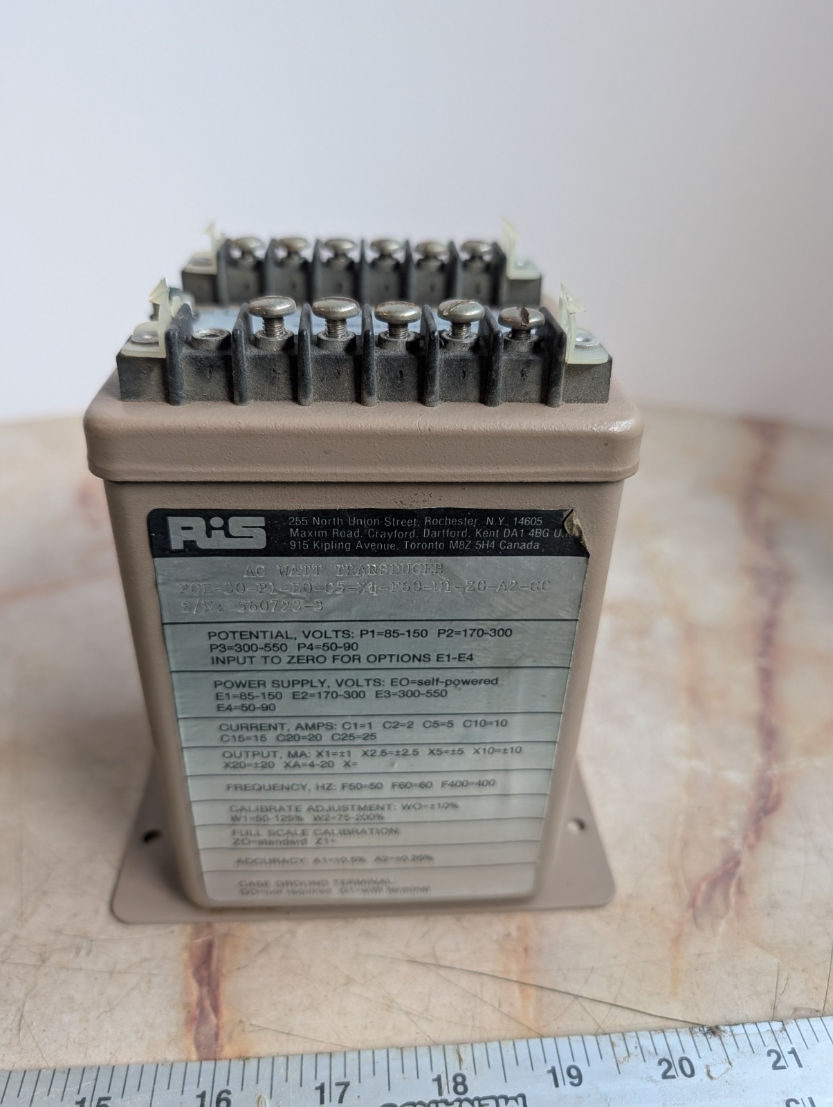 RIS PCE-30-P1-E0-C5-X1-F60-W1-Z0-A2-G0 AC WATT TRANSDUCER
