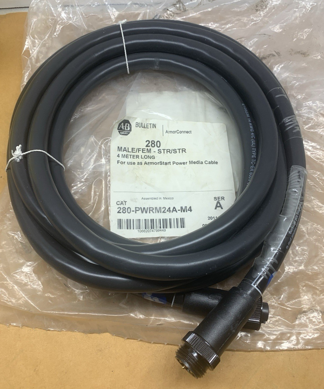 ALLEN BRADLEY 280-PWRM24A-M4 POWRE MEDIA DROP CABLE 4 METER **NEW**