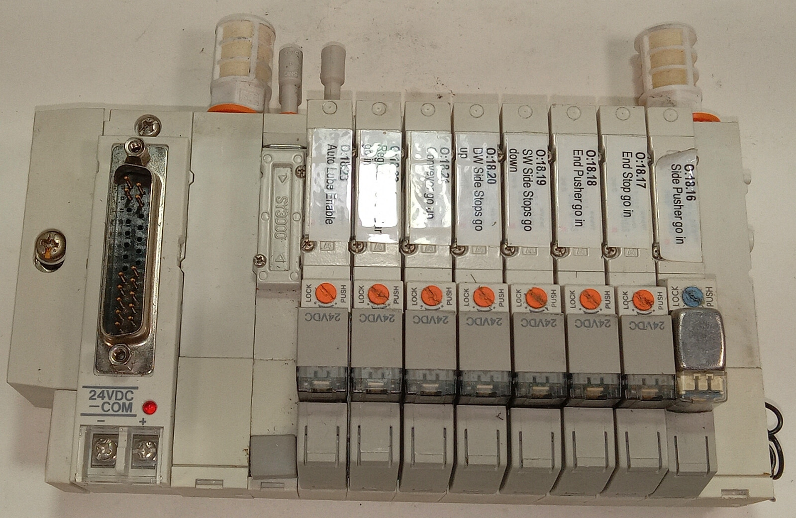 1 USED SMC SS5Y3-45NFU-09B 8 PORT MANIFOLD VALVE STATION W/NO END **MAKE OFFER**