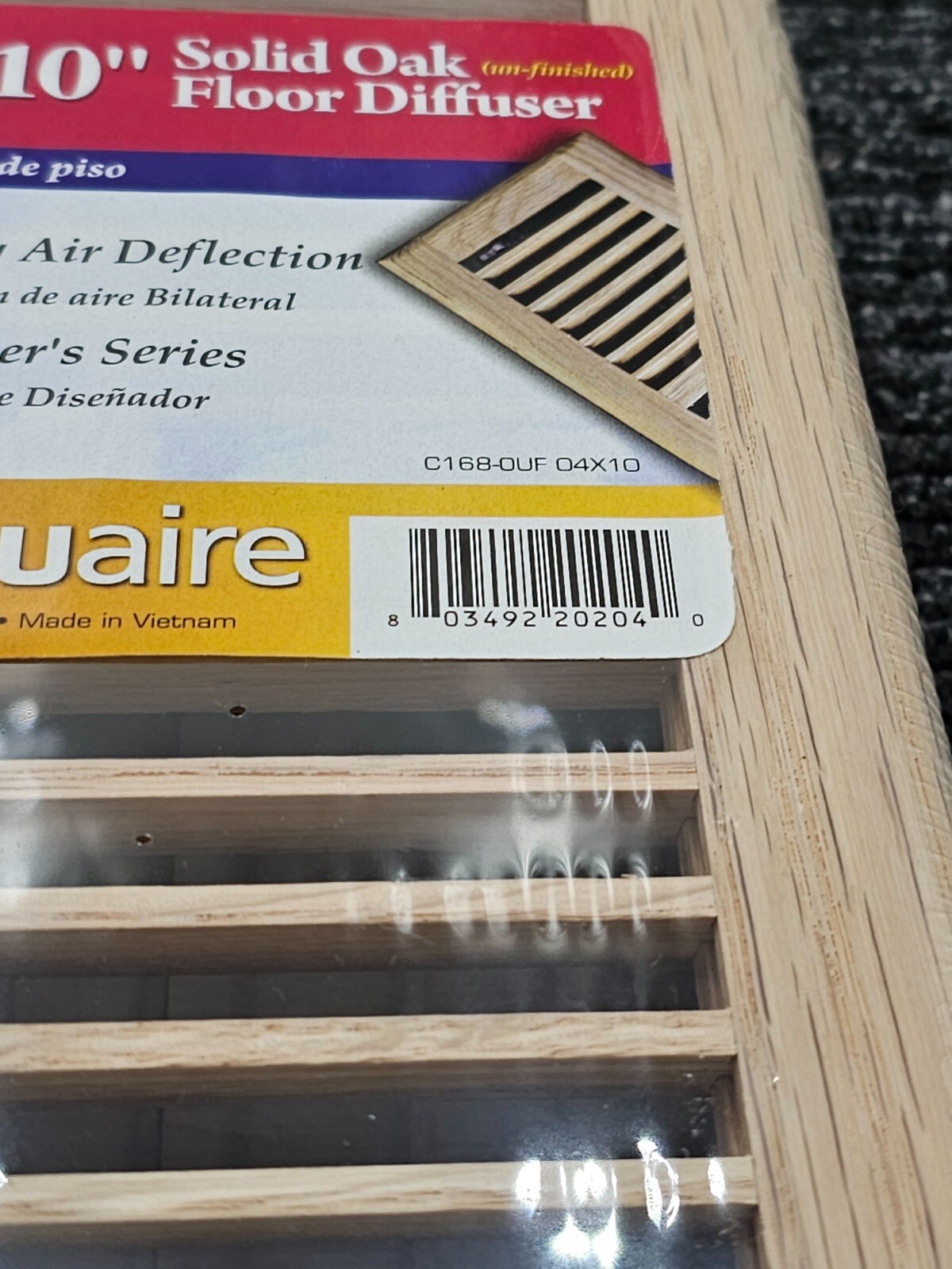 Tru Aire Soild Oak Brown Steel 2-Way Floor Diffuser 4 H x 10 W” C168-OUF 04X10