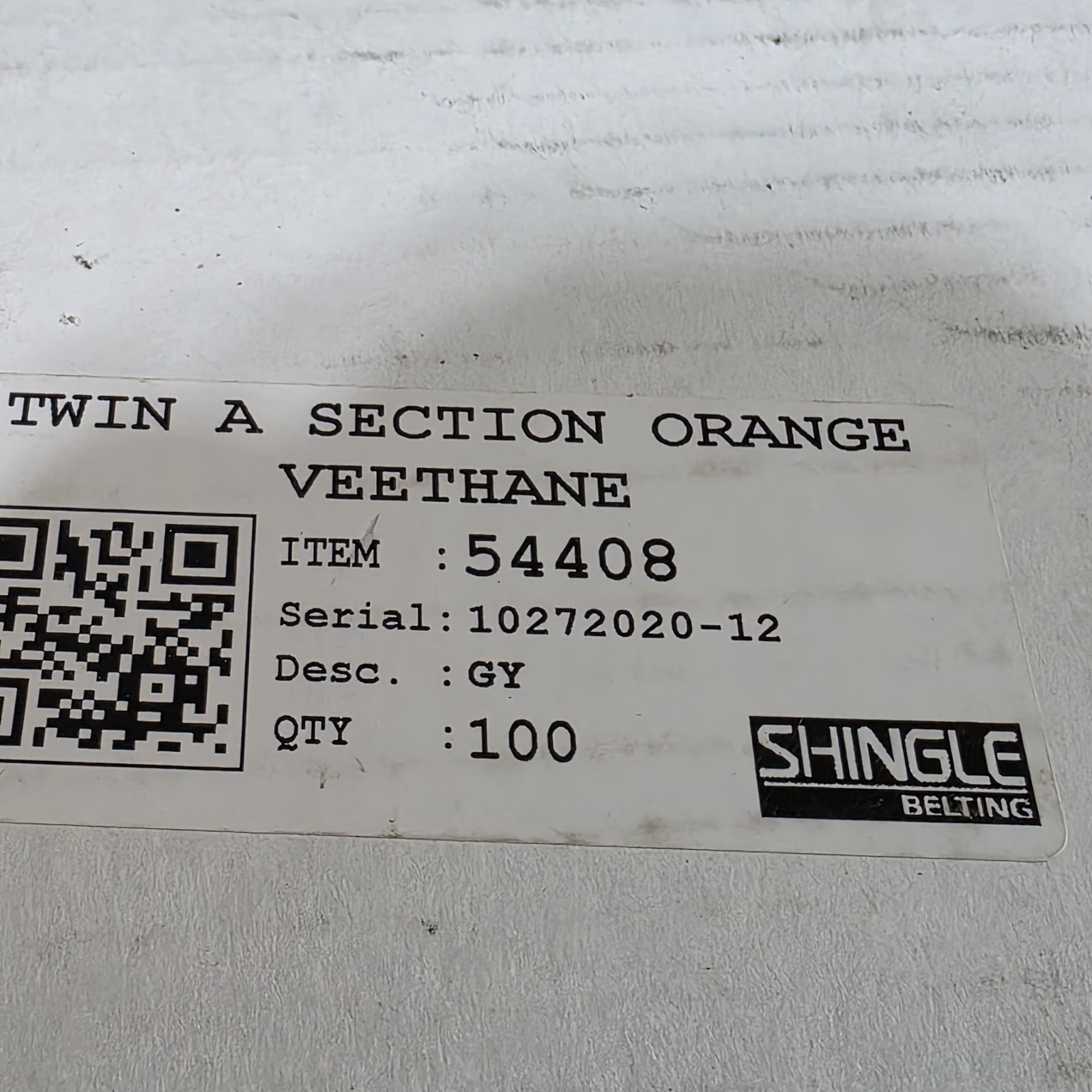 Fenner Drives Orange-Go 85 Twin A Section Orange Veethane Belting 54408 / 5372