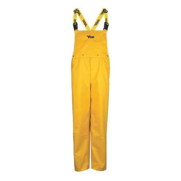 Viking Rain Bib Pants, 100% Nylon, 32 1/2 in Inseam, Elastic Closure, Yellow,