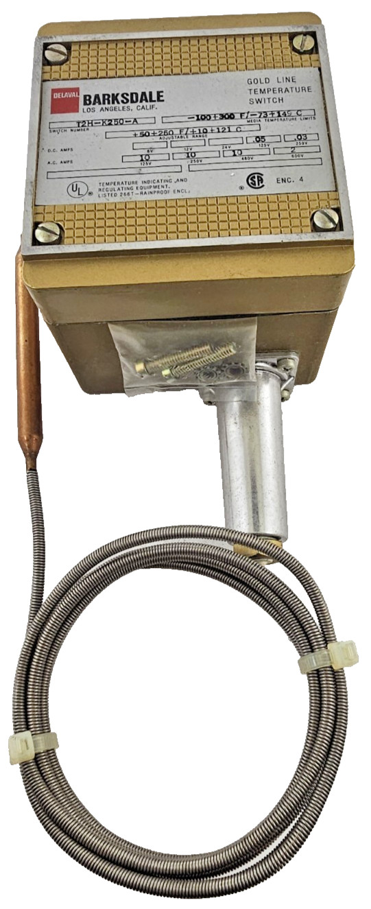 Barksdale T2H-K250-A Temp Switch -100 to 300°F Gold Line 0.3A@250DC 2A@600AC