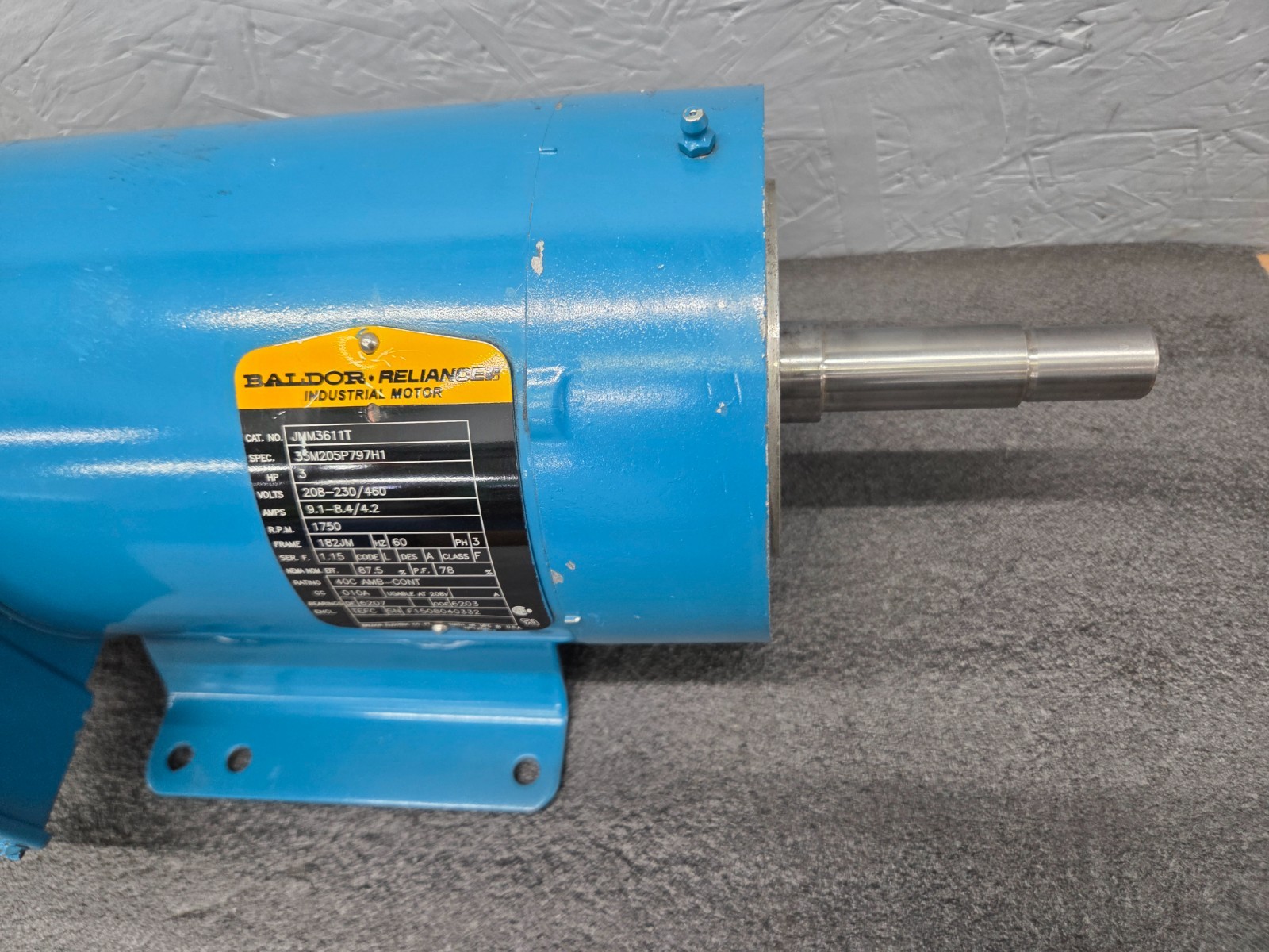 BALDOR Electric Pump Motor, 3 HP, 230/460V, 3 Phase, 1750 RPM, 182JM, JMM3611T
