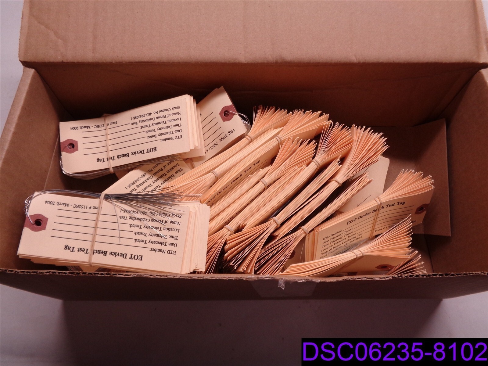Qty = 5,000 (5 Boxes x 1,000): EOT Device Bench Test Tag P/N 11582EC