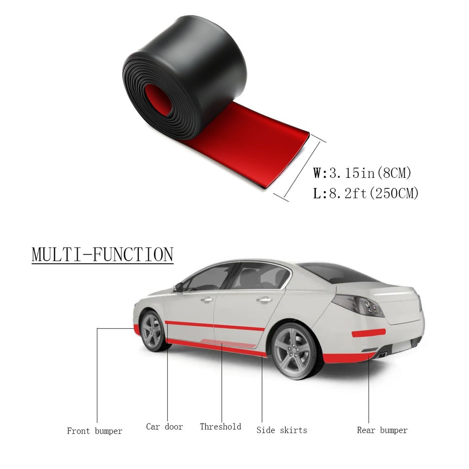 muekzru 8.2ft*3.15in Side Skirts for Cars Universal,Universal Rubber Anti-Scr…