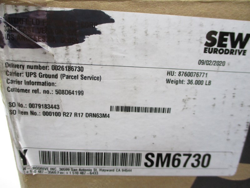 SEW EURODRIVE R27R17DRN63M4 230/460V 1.04/0.52A NSMP