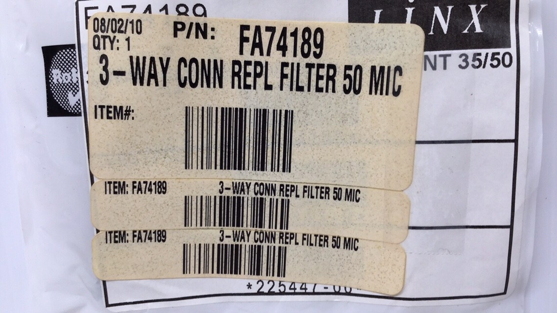 Linx FA74189 Replacement Filter Kit 3-Way 50 Micron FA 74189