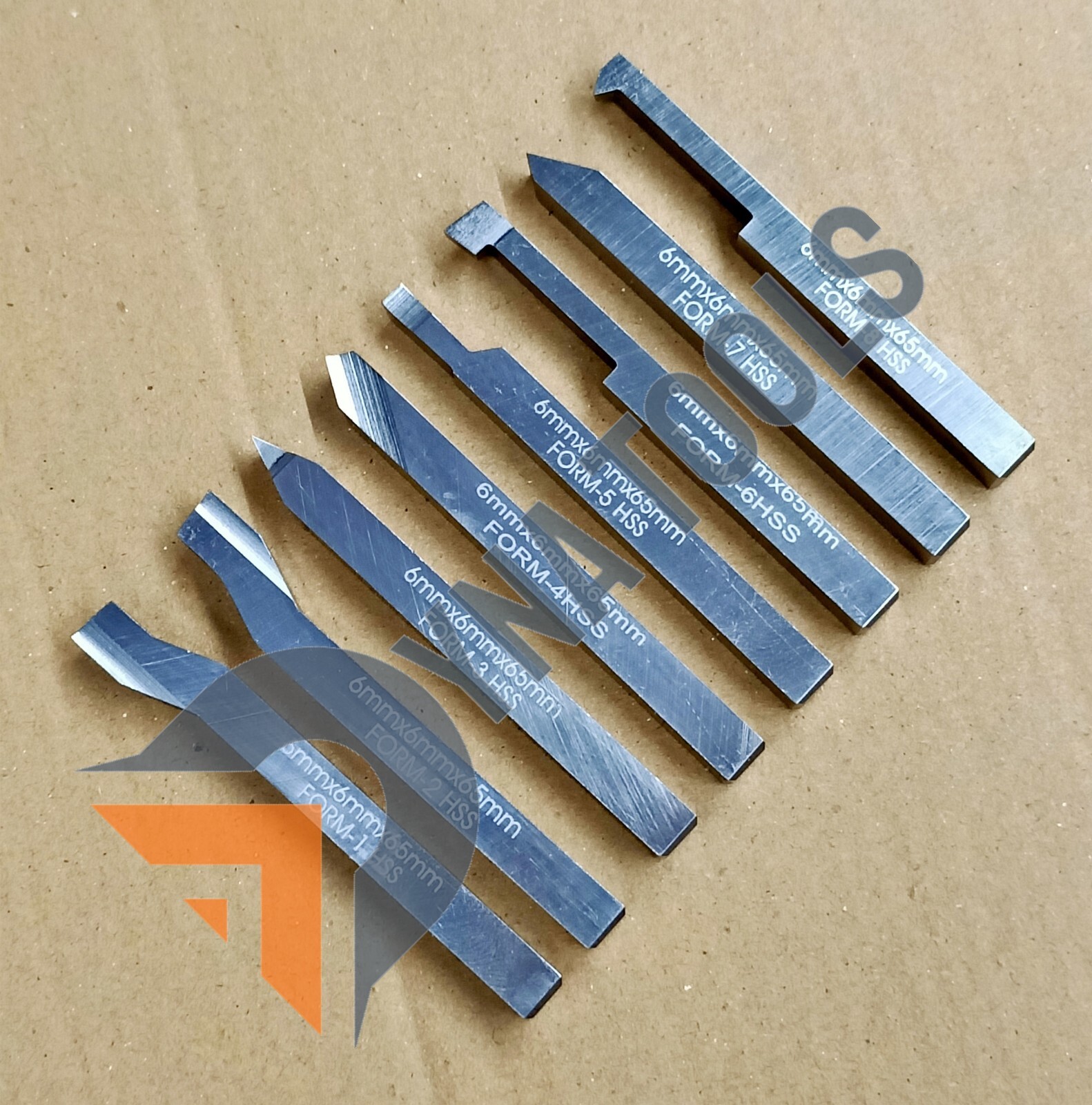 6mm x 65mm HSS Lathe Form Tools Set Of 8 Pieces Square Shank Pre-Formed Tools