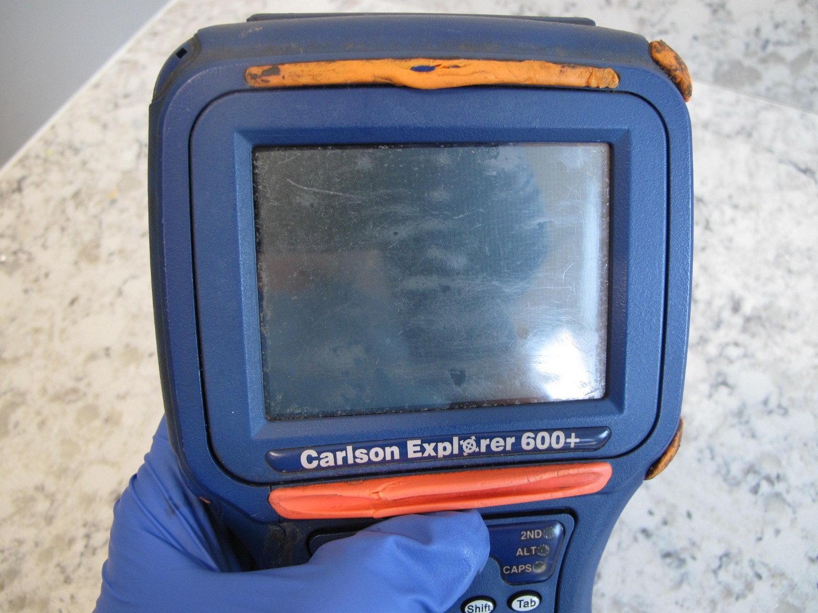 Carlson Explorer 600+ Data Collector turns on