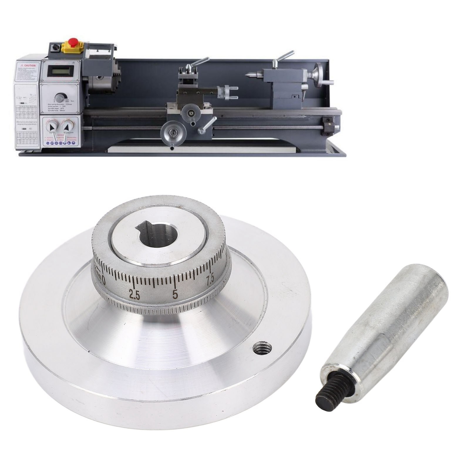 Lathe Handwheel 80mm Aluminum Alloy Hand Wheel With Crank Handle For 7×12 7×14