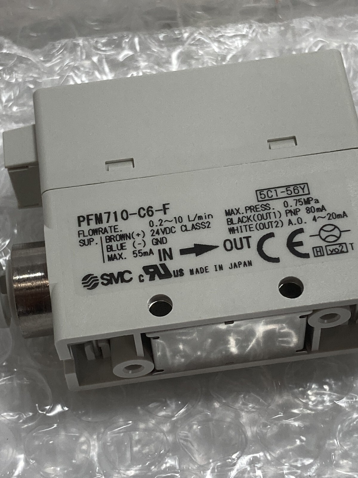 SMC PFM710-C6-F DIGITAL FLOW SWITCH 24VDC 2 COLOR DISPLAY 0.2-10 L/MIN NIB