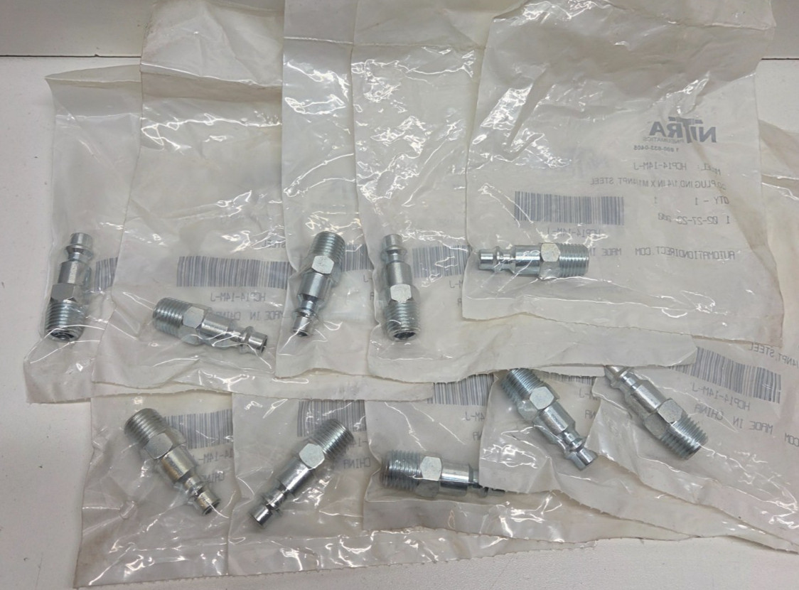 LOT OF 10 NEW IN BAG! NITRA 1/4″ MNPT QUICK DISCONNECT AIR FITTINGS HCP14-14M-J