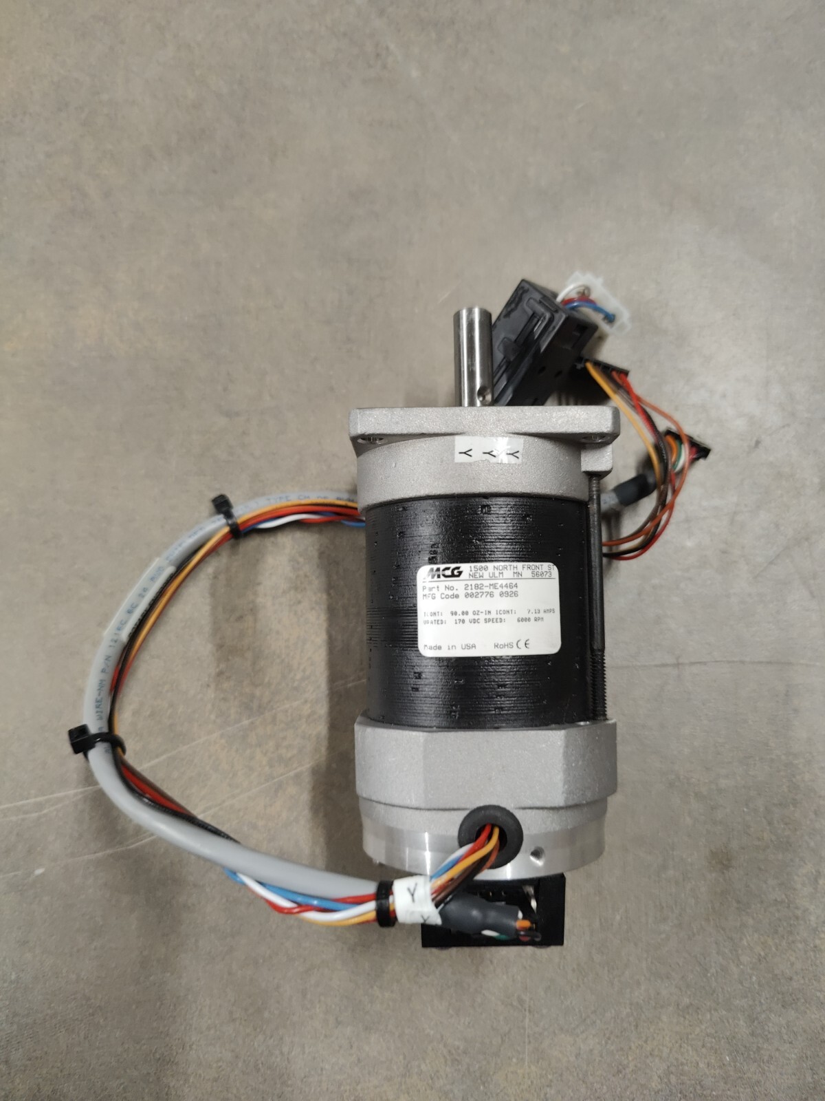 Used EXCELLENT MCG Servo Motor 2182-ME4464 + US Digital E2-1000-250-N-D-G-B