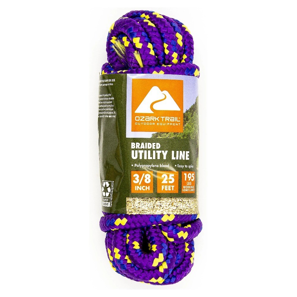 3-Pack 3/8 Inch x 25 Feet Multi-Color Polypropylene Braided Marine Boating Rope