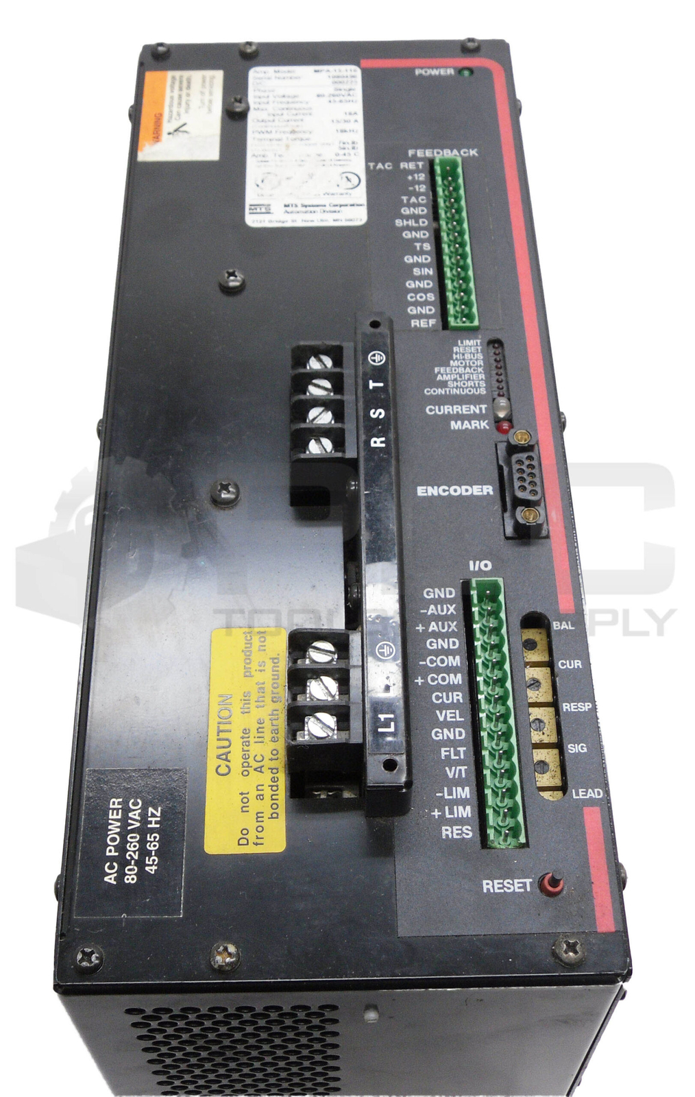 MTS MPA-15-116 SERVO AMPLIFIER 1PH 80-260VAC 45-65HZ 18A