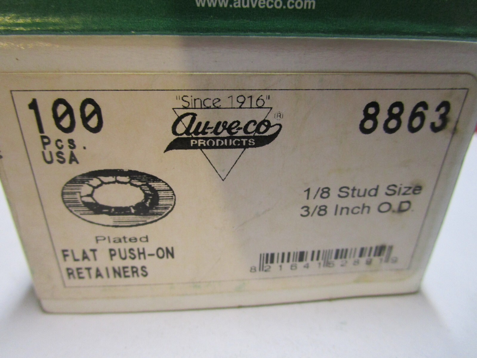 AUVECO 8863 PUSH-ON RETAINER FOR 1/8 STUD 3/8″ OD Zinc Box of 100 100