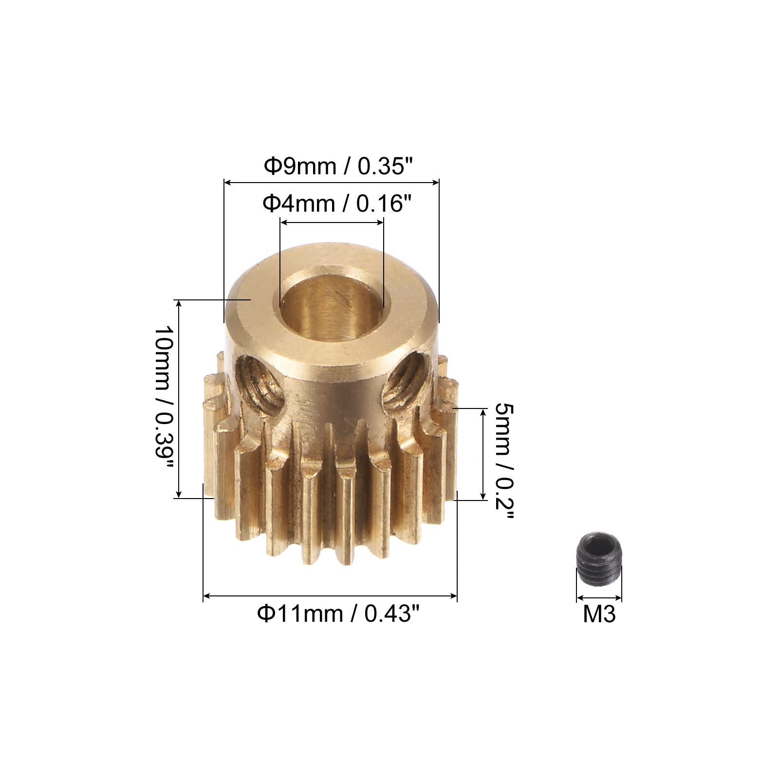 uxcell Pinion Gear Set Brass Motor Rack Straight Spur Gear with Step 0.5 Mod …