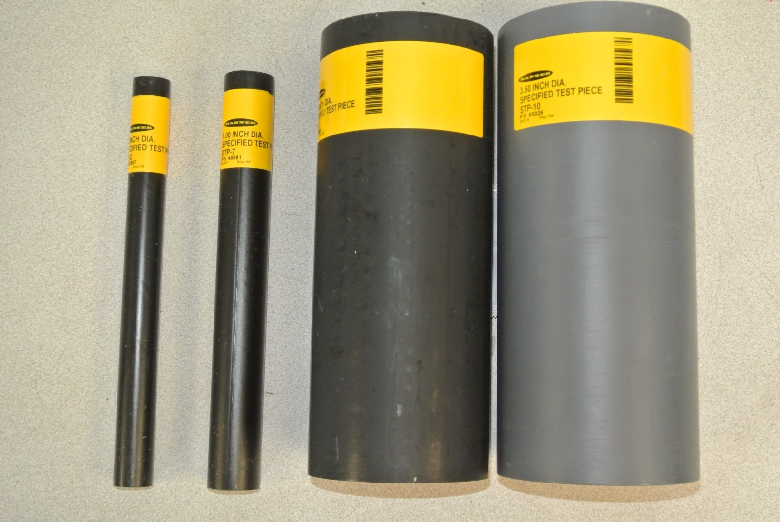 BANNER SPECIFIED TEST PIECES / LOT of 4 — .75″, 1.00″, 3.25″, 3.50″ DIAMETERS