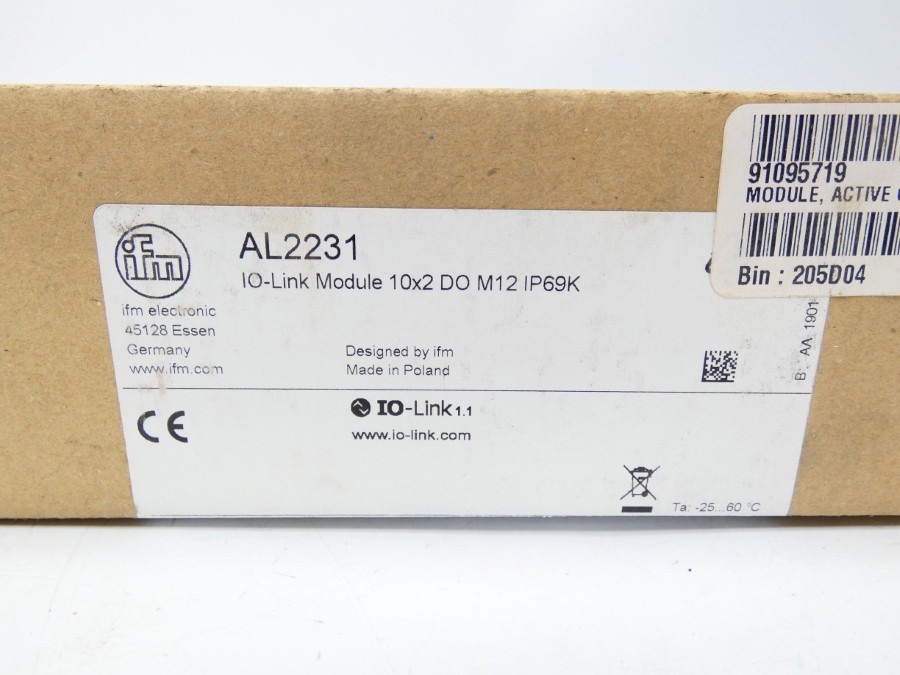 IFM EFECTOR AL2231 IO-LINKMODULE10X2DOM12IP69K 18-30V 1.8A NSMP