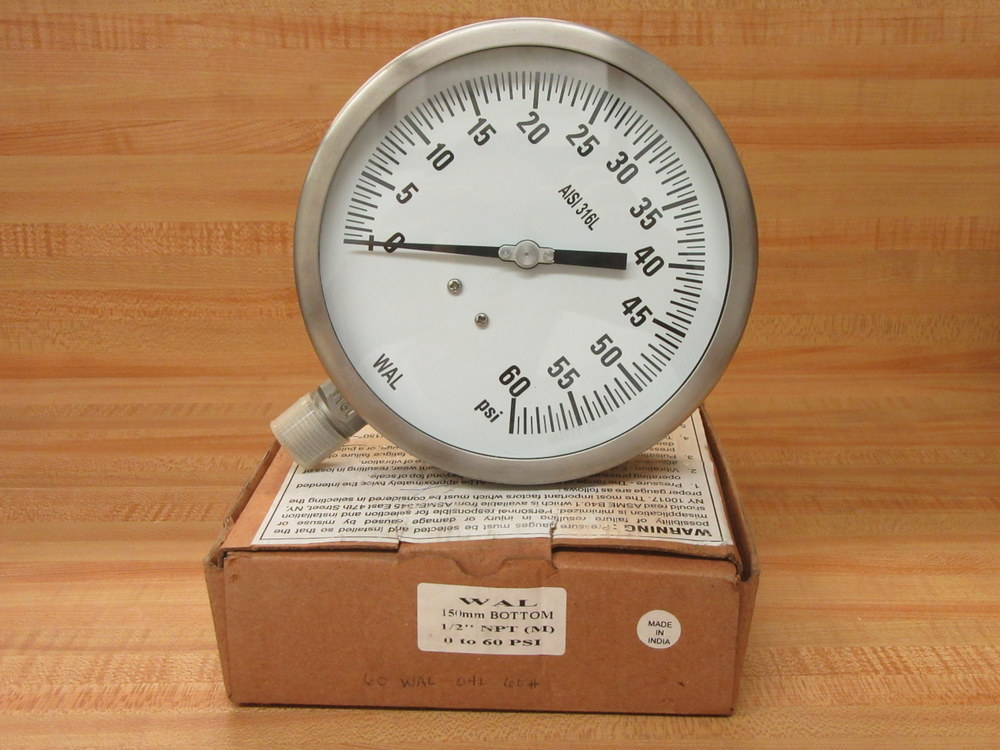 WAL AISI-316L Gauge AISI316L 0-60 PSI