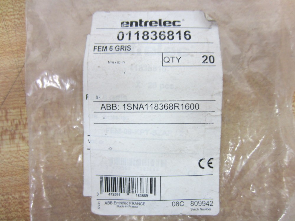 ABB Entrelec 11836816 Terminal Block End FEM6 (Pack of 20)
