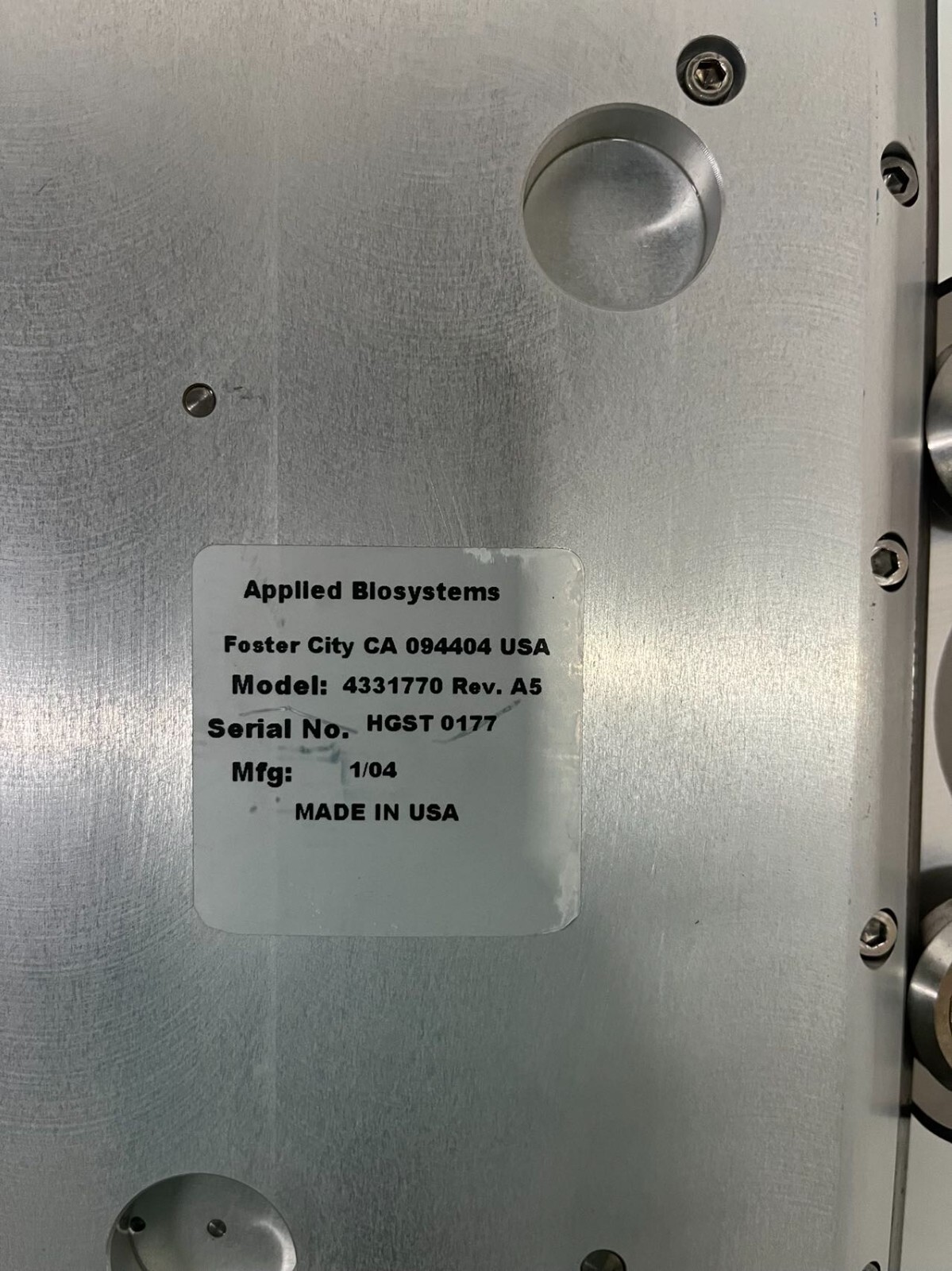 Applied Biosystems Taqman Fluidic Card Sealer Model 4331770 Rev. A5