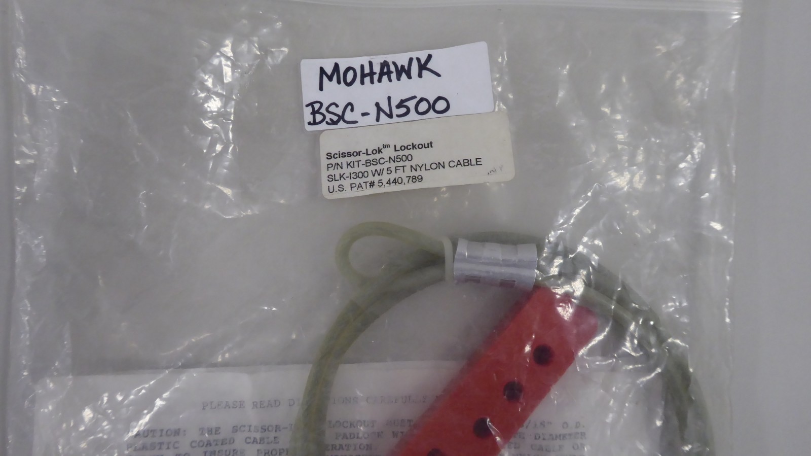 Mohawk BSC-N500 Scissor-Loc Lockout Safety Cable SLK-1300 5′ Nylon Cable