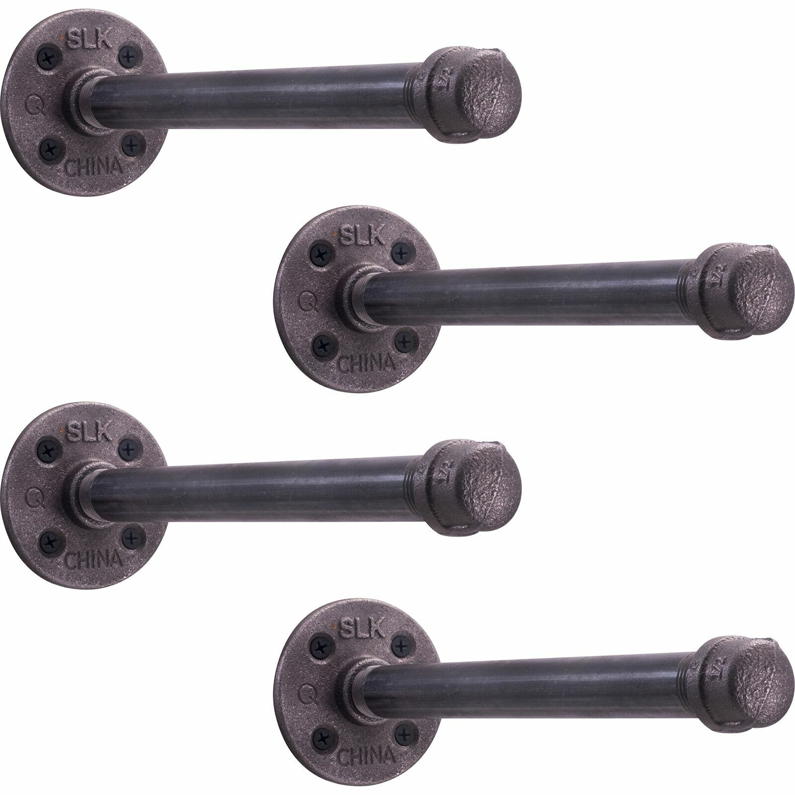 Pipe Decor 12LGBRKT Industrial Inspired Straight Shelf Brackets Set of 4