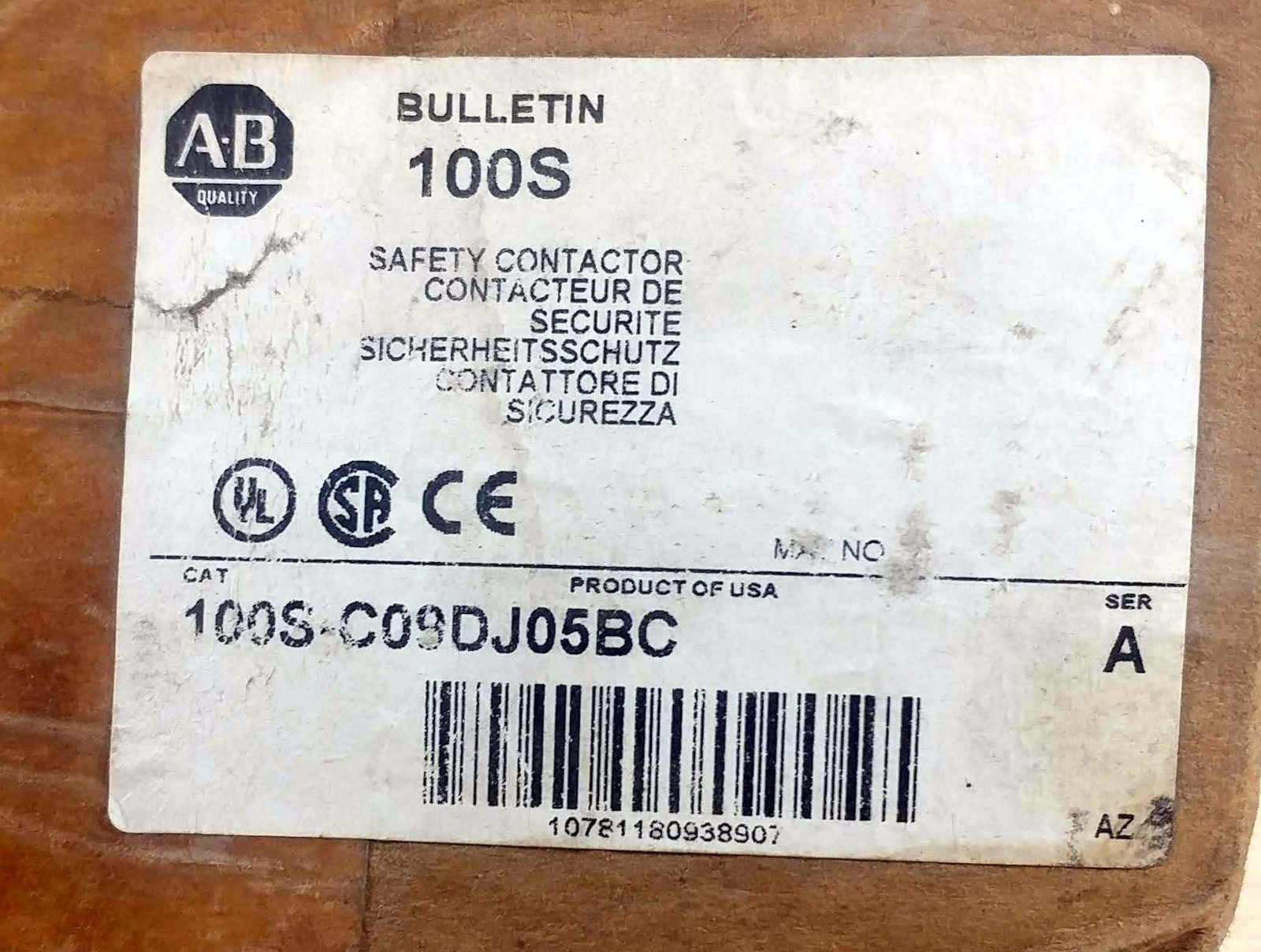 1 NEW ALLEN-BRADLEY 100S-C09DJ05BC SER. A CONTACTOR NIB***MAKE OFFER***