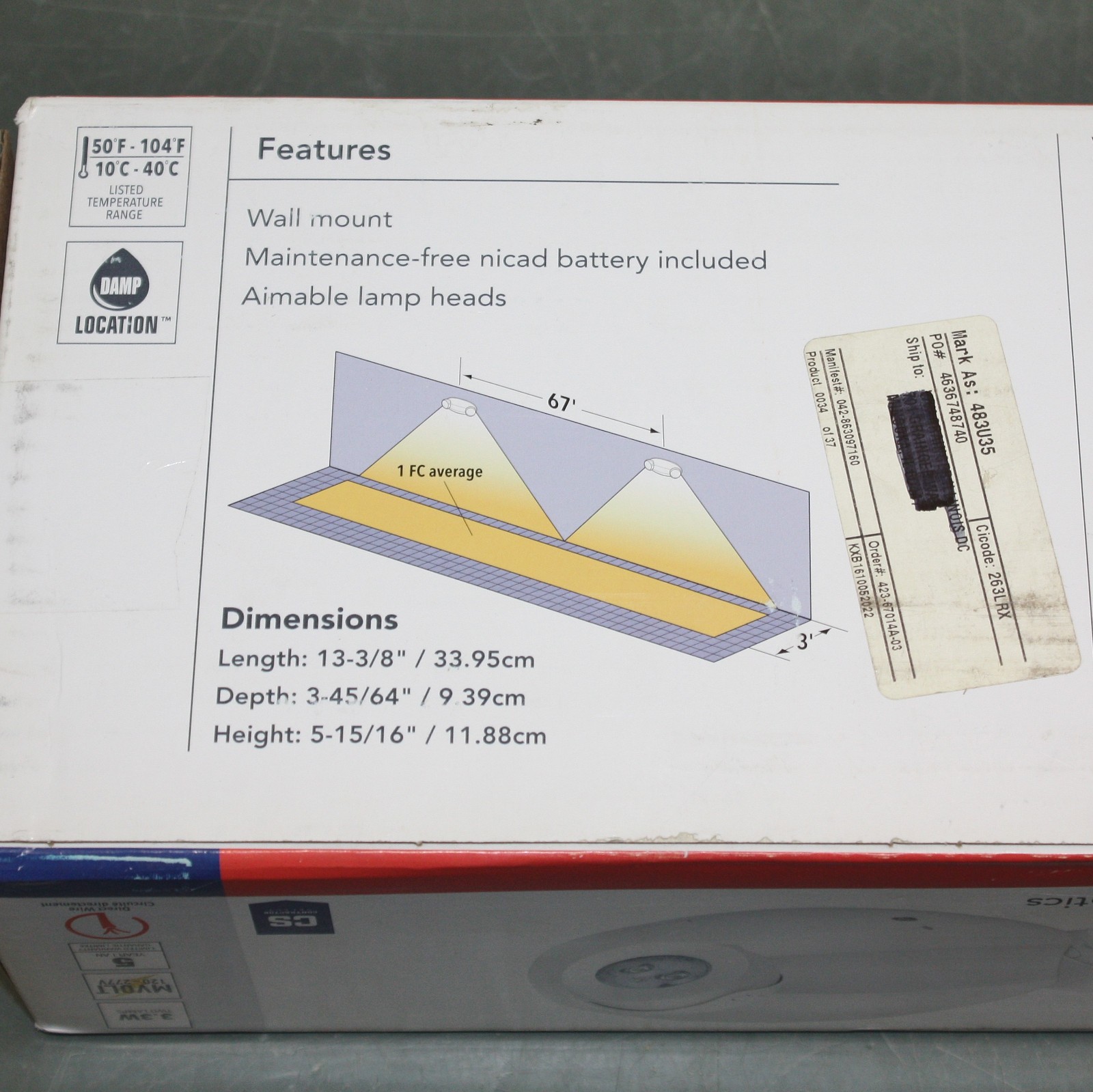 Lithonia Lighting LED Quantum Emergency Light ELM4L, 120-277V AC, NiCd Battery