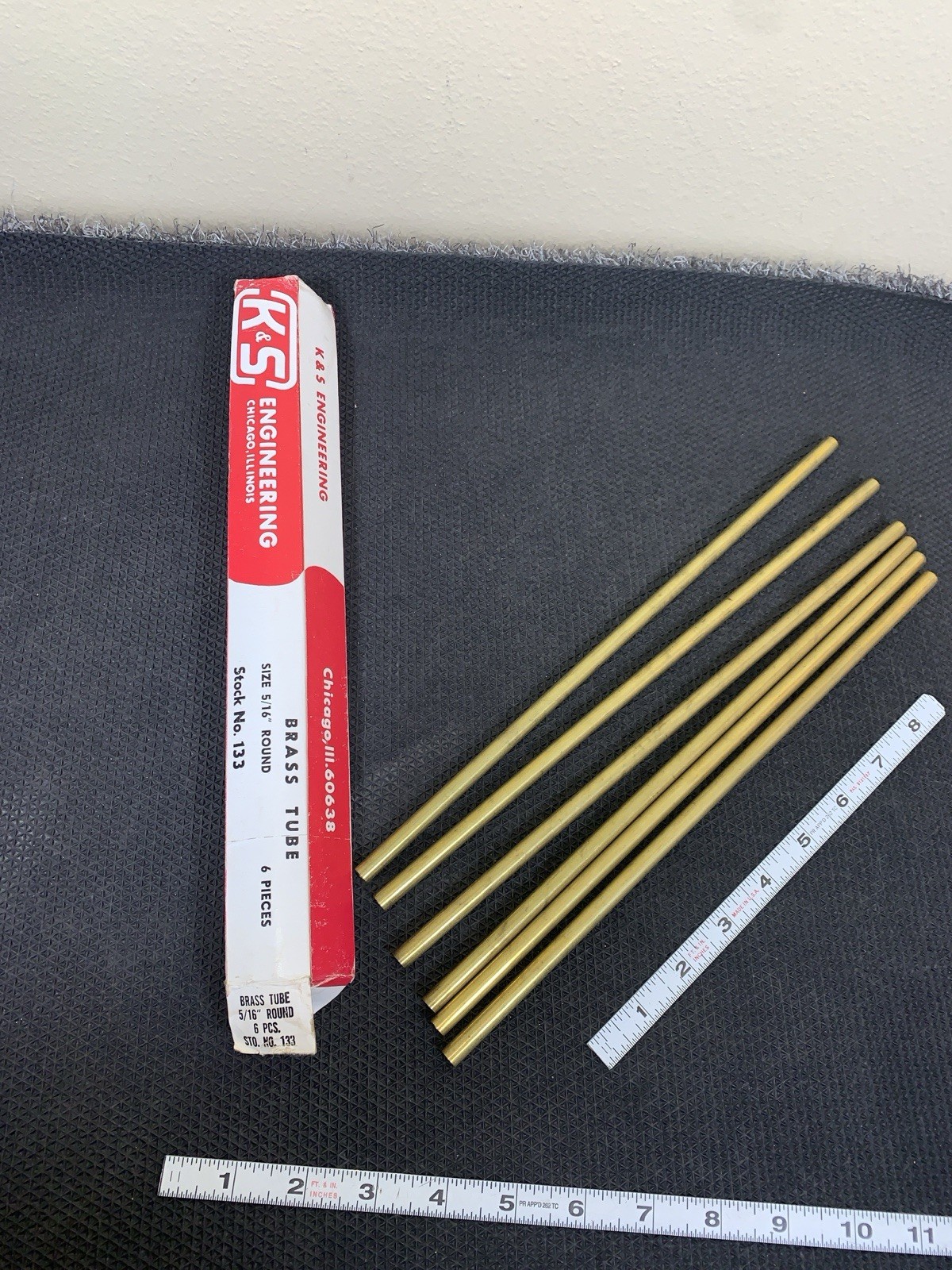Pack of 6 NEW K & S Precision Metals 133 Round Brass Tube 5/16 x .014