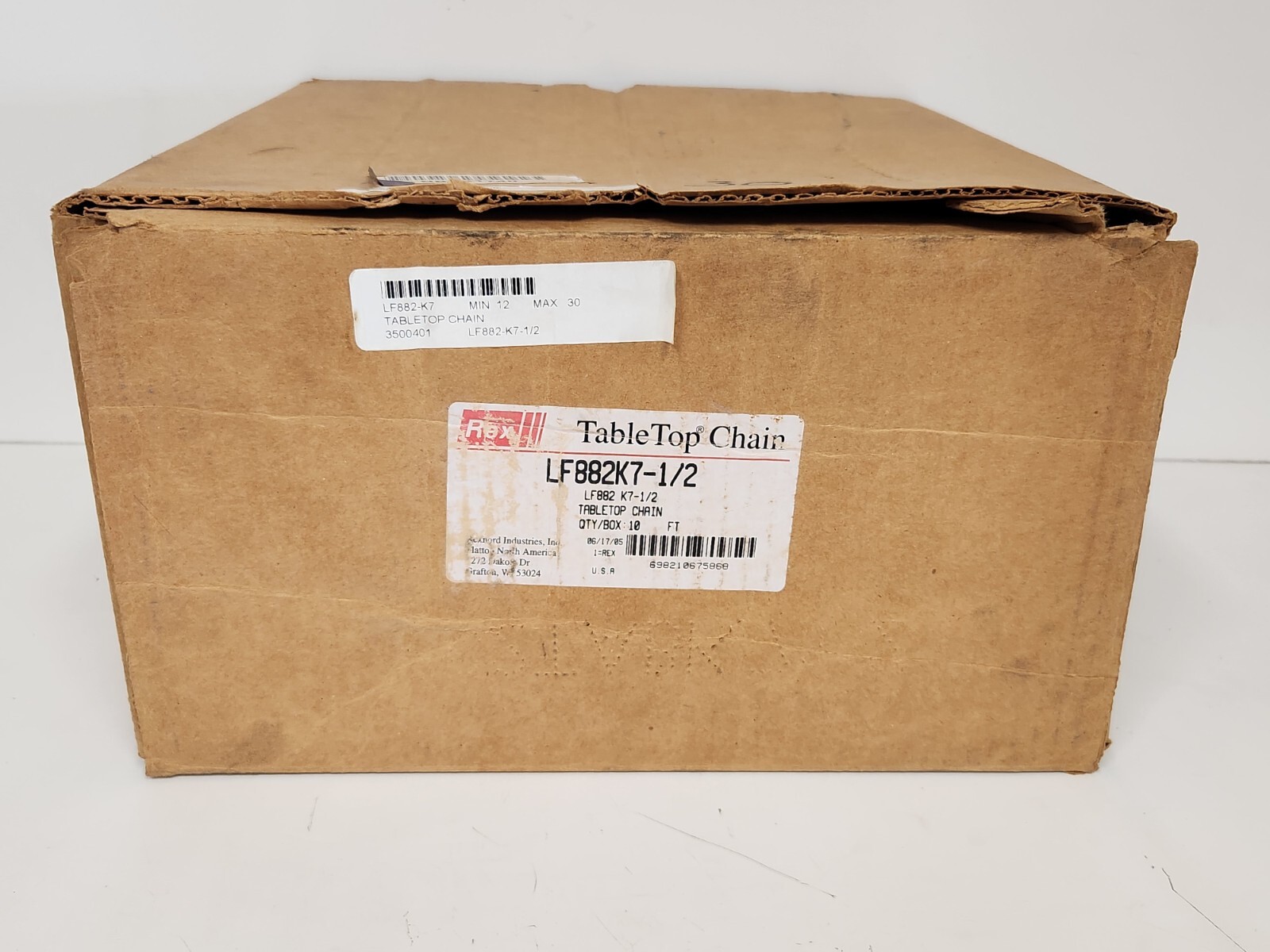NEW OLD STOCK! REXNORD 10′ TABLETOP CHAIN LF882K7-1/2