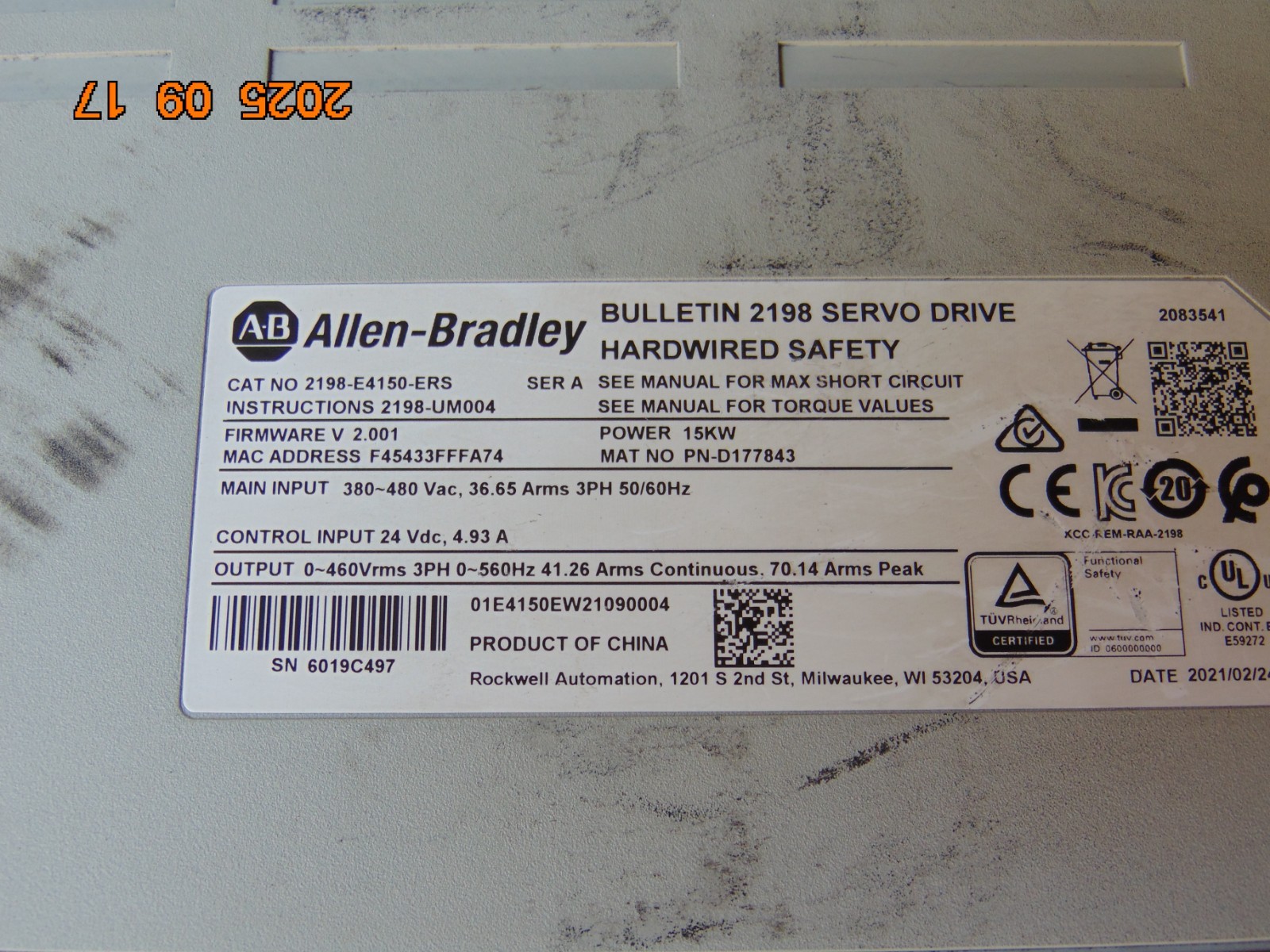 ALLEN BRADLEY 2198-E4150-ERS KINETIX 5100 SERVO DRIVE