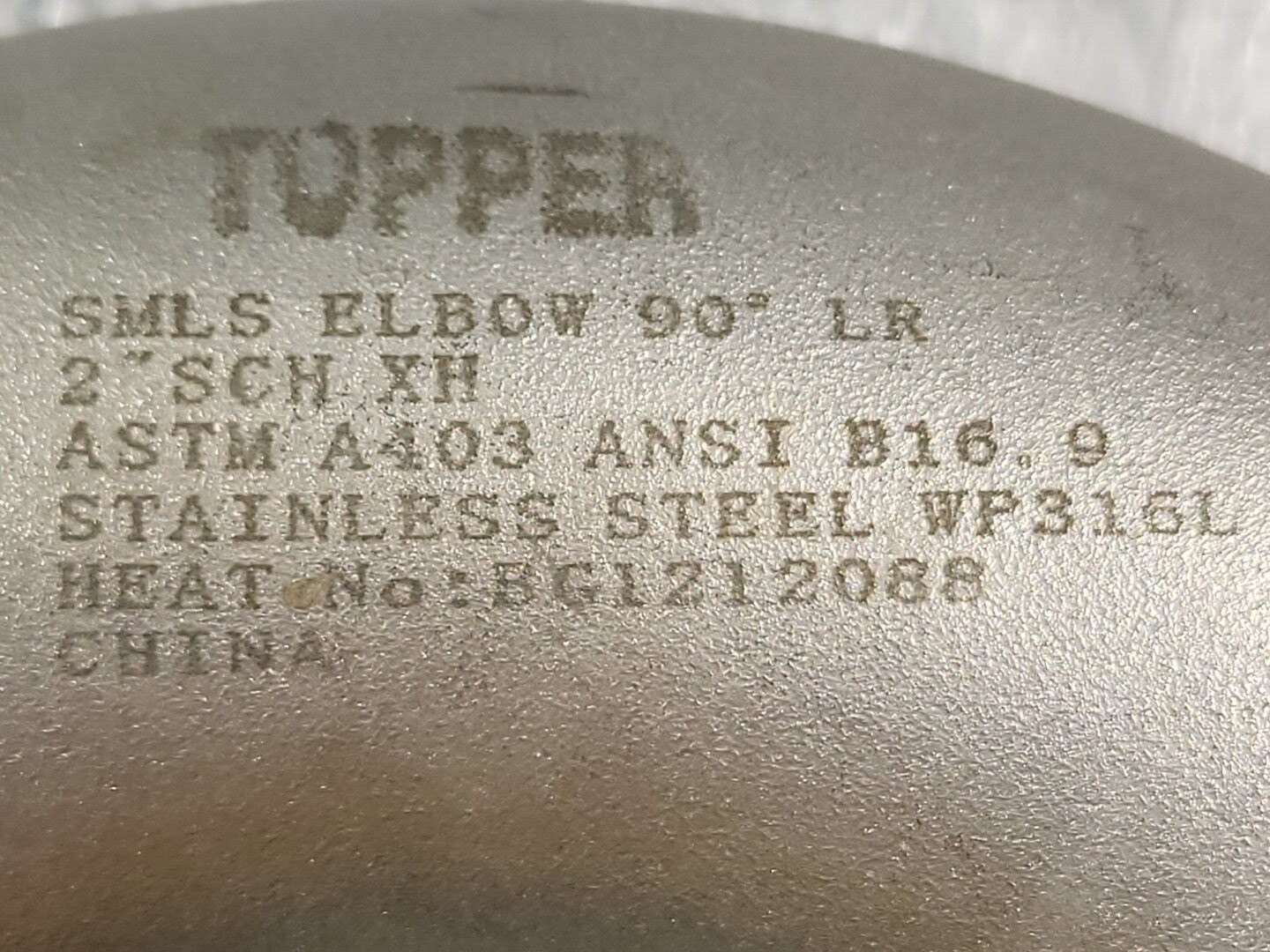 SURPLUS NEW TOPPER 2″ 90 Deg Buttweld Elbow SCH XH WP316L ASTM A403 ANSI B16.9